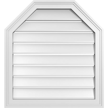 Ekena Millwork Octagonal Top Surface Mount PVC Gable Vent w/ 2"W x 1-1/2"P Brickmould Frame, 24"W x 26"H GVPOT24X2602SF